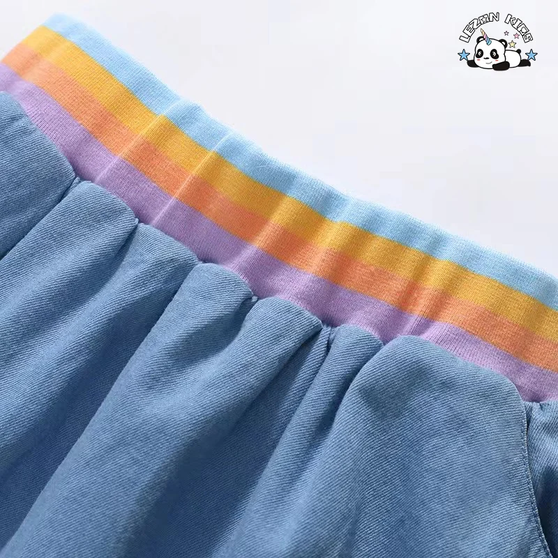 LEZONKIDS - Wholesale Customization Cute rainbow Flower Printing  Girls Clothing Sets for Summer